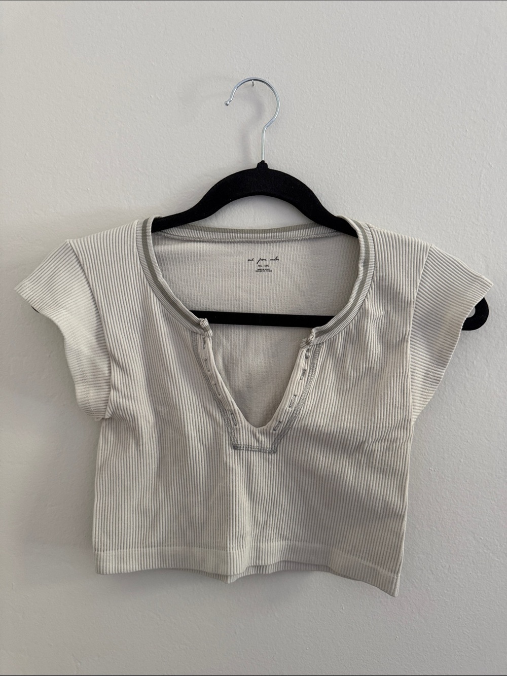 Urban Outfitters Out From Under Ribbed Crewneck Top in Light Gray